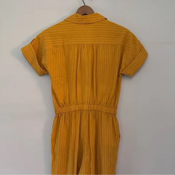 Trina Turk Evenfall Jumpsuit Honey Mustard Yellow Short Sleeve Cropped Size XS - Picture 9 of 11